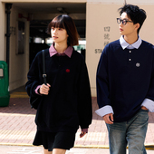 女装 Brand PSO 宽松长袖 男装 男款 情侣装 假两件针织polo衫 上衣衬衫