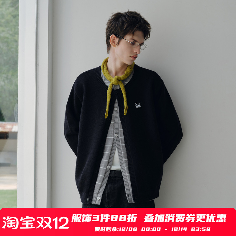 PSO Brand男装女装假两件撞色圆领针织开衫毛衣秋季外套男款上衣