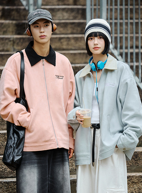 PSO Brand男装女装麂皮绒加厚夹克外套女款上衣秋季休闲情侣装潮