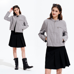 复古做旧立领女士短外套休闲工装 废土风 夹克 Brand女装 PSO