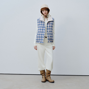 冬季 PSO 立领格纹撞色棉服坎肩马甲保暖棉袄女款 女装 马夹 Brand