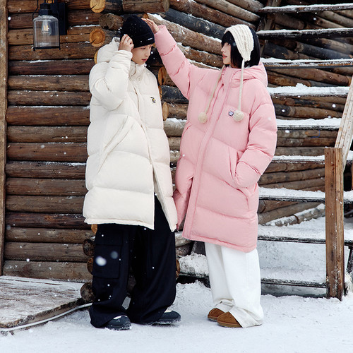 PSO Brand男装女装90绒三防防风防水连帽长款羽绒服女款宽松外套