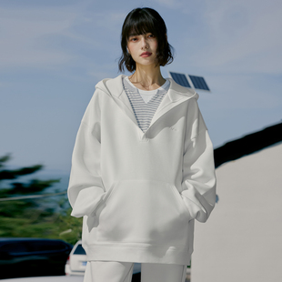 女装 男装 空气层大V领纯色刺绣宽松连帽卫衣外套秋冬潮 Brand PSO