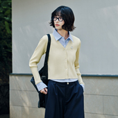 Brand女装 假两件V领 可爱苹果miu系长袖 PSO 针织开衫 毛衣外套