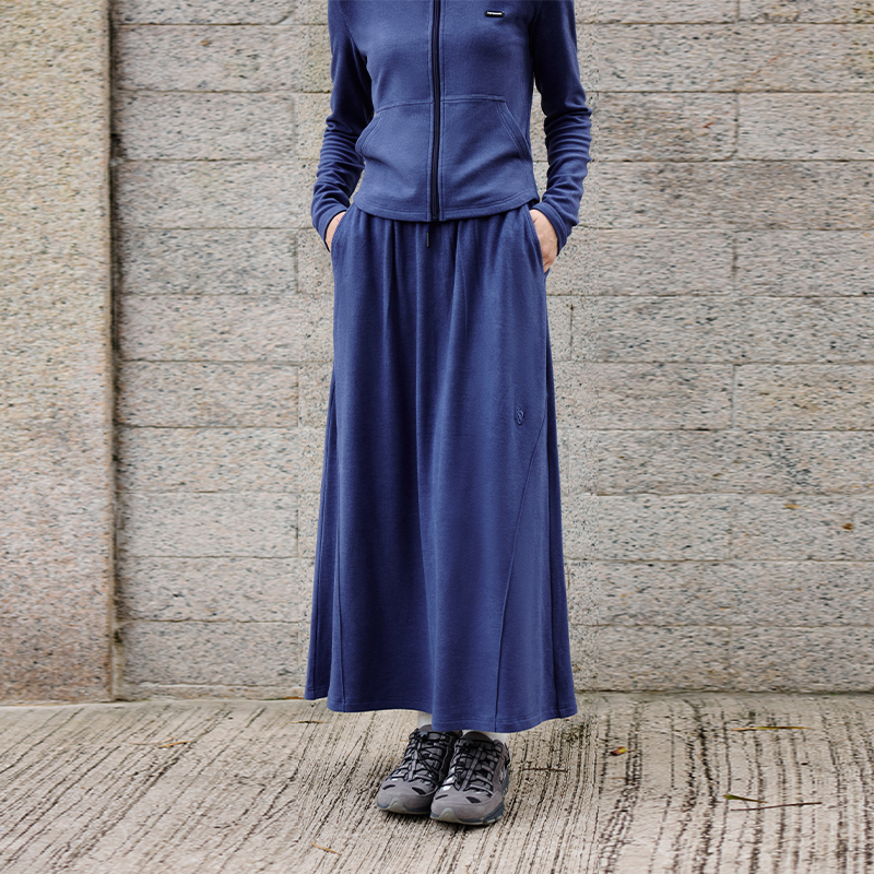 PSO Brand 330克发热保暖磨毛中长款针织长裙女秋季宽松休闲潮牌