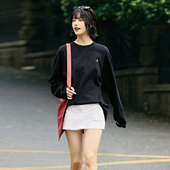 Brand 男装 女装 PSO 可爱腊肠小狗刺绣圆领情侣长袖 T恤宽松上衣秋