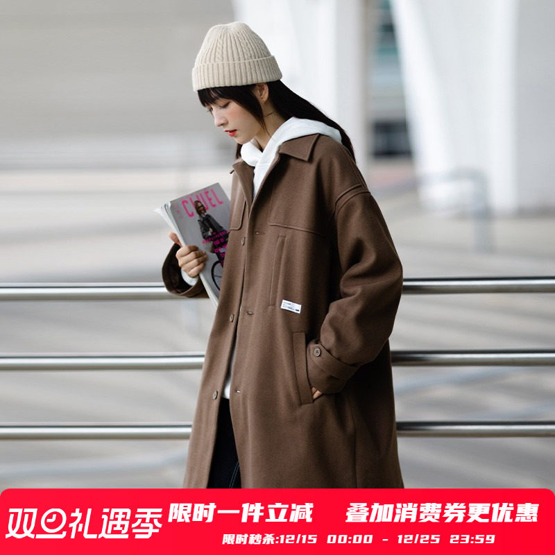 冬季保暖毛呢大衣男中长款