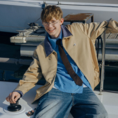 夹克男士 PSO 外套 女装 假两件腊肠小狗拼接格纹宽松工装 Brand 男装