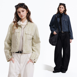 夹克潮牌 复古水洗做旧立领女士短外套休闲拉链工装 PSO Brand女装