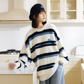 女装 PSO Brand男装 可爱小狗撞色条纹仿马海毛毛衣秋冬保暖毛线衣