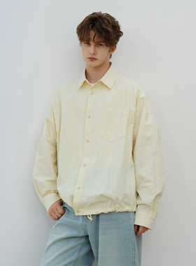PSO Brand男装女装翻领宽松黄色长袖衬衫男款休闲衬衣外套潮牌
