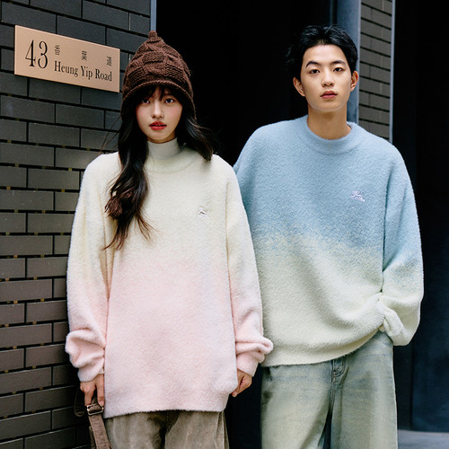 PSO Brand男装女装仿貂毛渐变针织衫毛衣慵懒女款外套情侣毛线衣