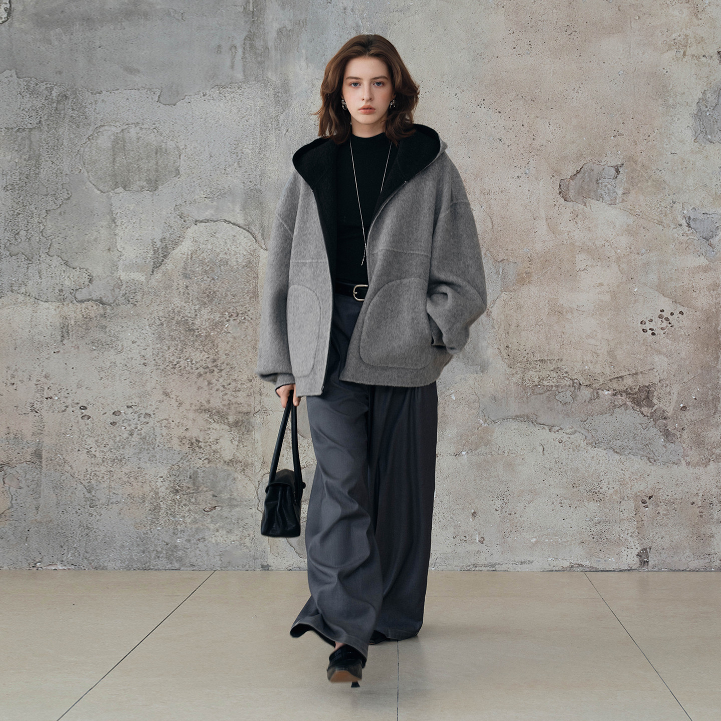 PSO Brand男装女装美式复古羊毛男士呢子外套宽松休闲拉链夹克