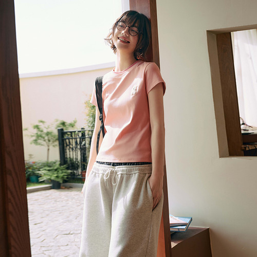 PSO Brand女装【假两件西高地】短袖显瘦正肩撞色圆领T恤潮牌夏季