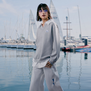 女装 男装 假两件格纹小狗V领上衣情侣套头卫衣外套百搭 Brand PSO