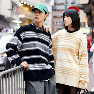 毛衣打底衫 PSO 仿水貂毛撞色条纹针织衫 女装 Brand男装