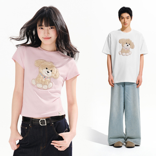 Brand男装 休闲t恤上衣情侣装 女装 男款 可爱小狗纯棉圆领短袖 PSO