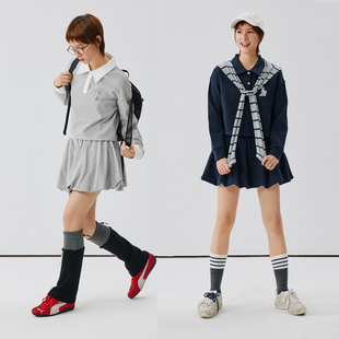 290克珠地针织斑点小狗学院风长袖 套装 POLO短裙 Brand女装 PSO
