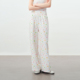 Brand女装 满幅彩点小狗宽松直筒白色裤 子女款 PSO 休闲阔腿长裤