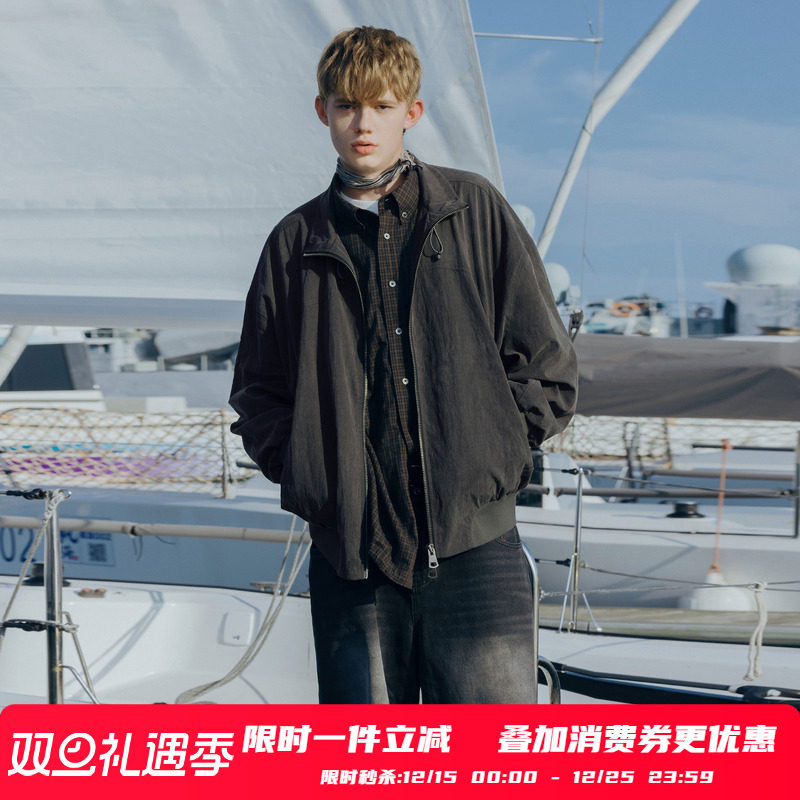 PSO Brand 男装女装【水洗做旧感】风衣翻领拉链夹克外套复古上衣