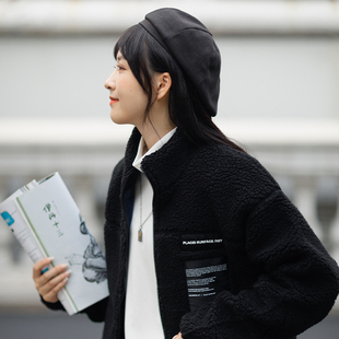 保暖加厚纯色情侣立领仿羊羔毛绒棉袄外套冬 女装 PSO Brand男装