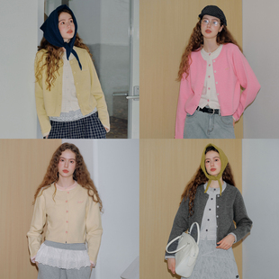 Brand女装 秋季 假两件 针织开衫 百搭 MIU系撞色女士毛衣长袖 PSO