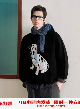 PSO Brand男装女装RL风Vintage围巾斑点狗仿兔绒宽松针织衫毛衣