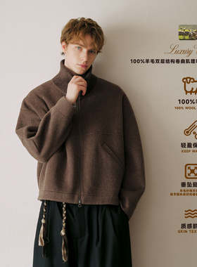 PSO Brand男装女装【羊毛呢子】LM风复古撞色立领拉链夹克外套
