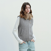 仿兔绒可爱小狗毛领针织毛线背心马甲毛织外套开衫 PSO Brand女装