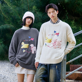 女装 PSO Brand男装 仿貂毛纱可爱甜美动物针织圆领毛衣秋冬慵懒风