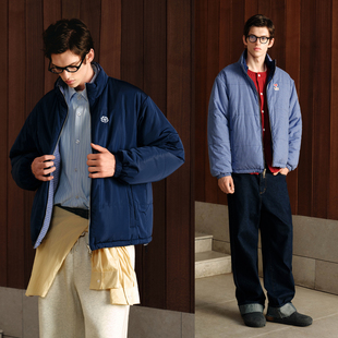 学院风小狗格纹立领两面穿棉服男款 PSO 女装 男装 保暖外套潮 Brand