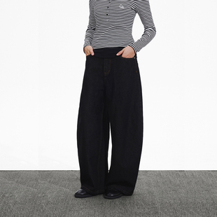 阔腿休闲弯刀裤 PSO 女款 复古水洗直筒宽松拖地牛仔裤 Brand女装