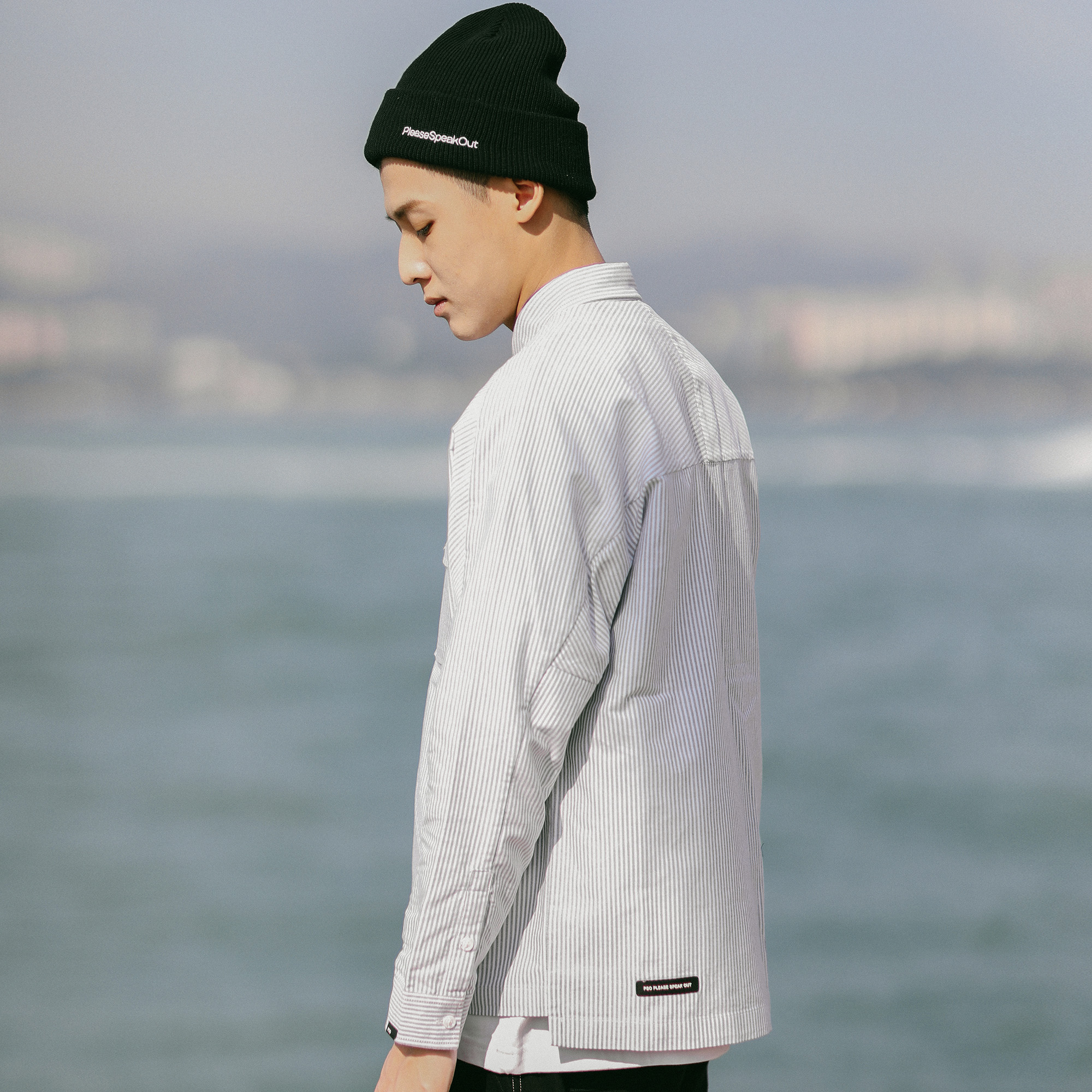 PSO Brand 17AW5 STRIPE SHIRT ¿íËɰ治¹æÔòÆ´½ÓÎÞ¼çλÌõÎÆ³ÄÉÀ