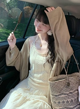 Emilyying春夏新款春夏百搭宽松防晒亚麻莱赛尔针织开衫