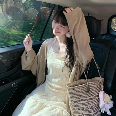 Emilyying春夏新款春夏百搭宽松防晒亚麻莱赛尔针织开衫