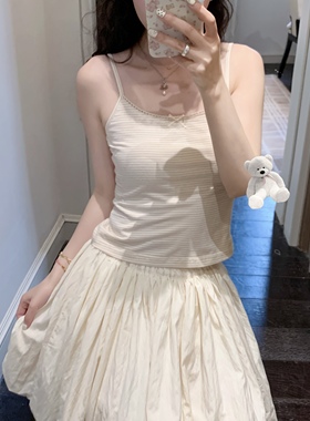 krismerryland纯欲甜美“叠穿好物”粉色条纹吊带