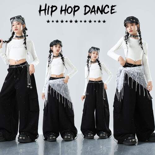 儿童爵士舞服装韩版潮露脐嘻哈套装少儿童街舞衣服女孩表演出服装