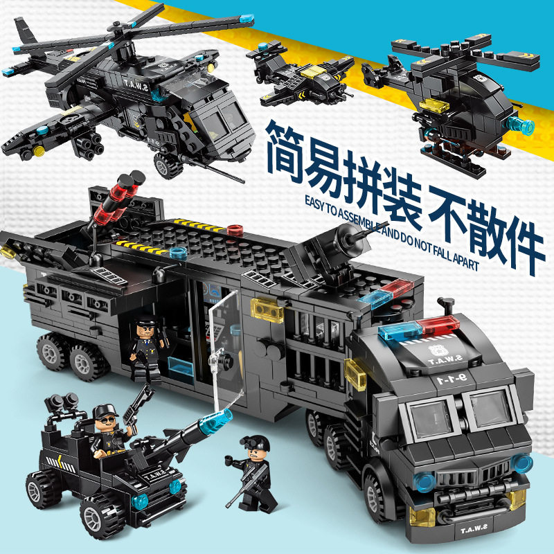 直升机特警战队系列军事积木变形其它早教玩具类