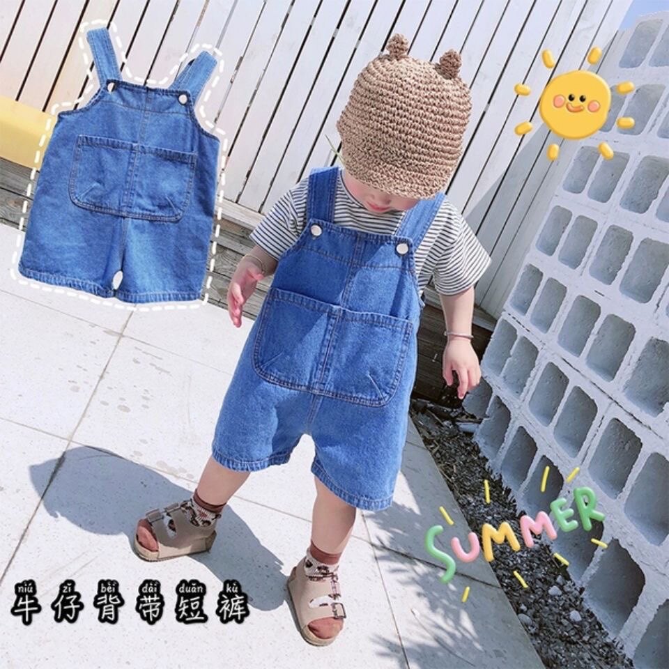 男童背带裤夏季薄款软牛仔短裤男裤子