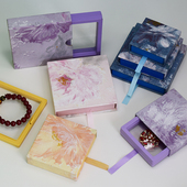 新款 富贵花开首饰盒pe薄膜抗氧化悬浮盒手串文玩冰箱贴收纳包装 盒