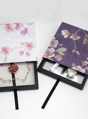 繁花国风18*18cmPE薄膜悬浮盒胸针项链珠宝首饰包装盒古风抽屉盒