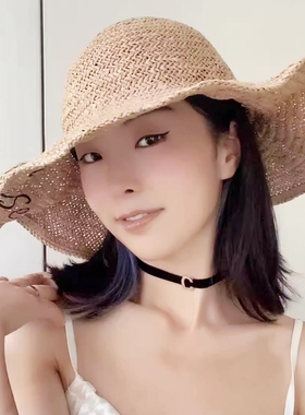 草帽女沙滩遮脸大檐遮阳帽