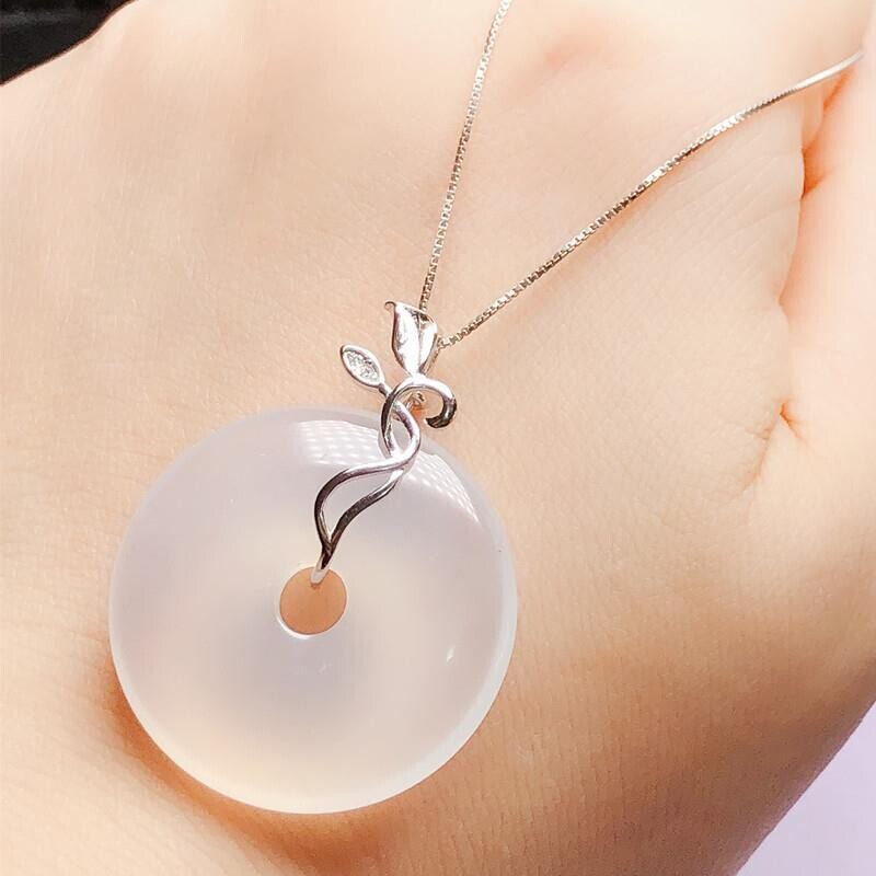 925镀银扣平安扣卡扣玉坠吊坠扣翡翠玉石白金色中号叶子连接夹扣