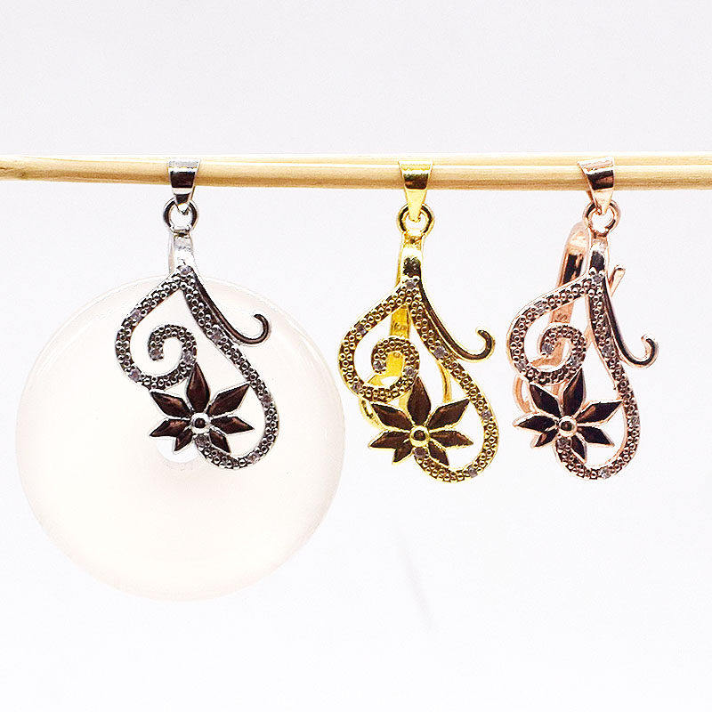 925镀银扣平安扣夹扣 diy配件翡翠玉石水晶吊坠扣大号项链夹扣头