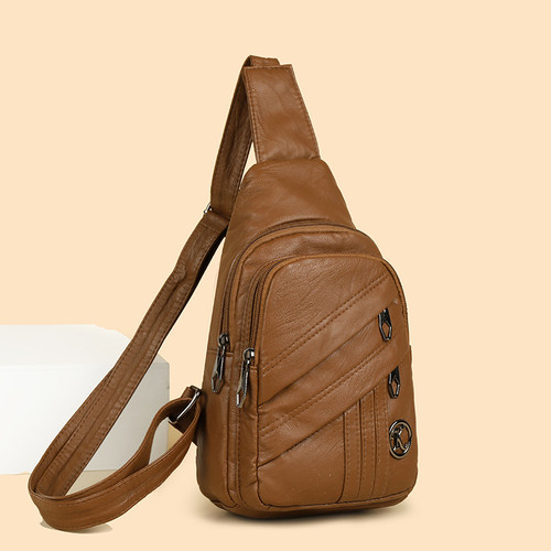 罗博兔软皮胸包女休闲百搭单肩斜挎包时尚百搭2026新款通勤小背包