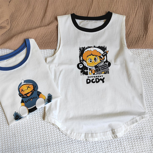 儿童夏季背心上衣男童女童短袖裤子100-150大童