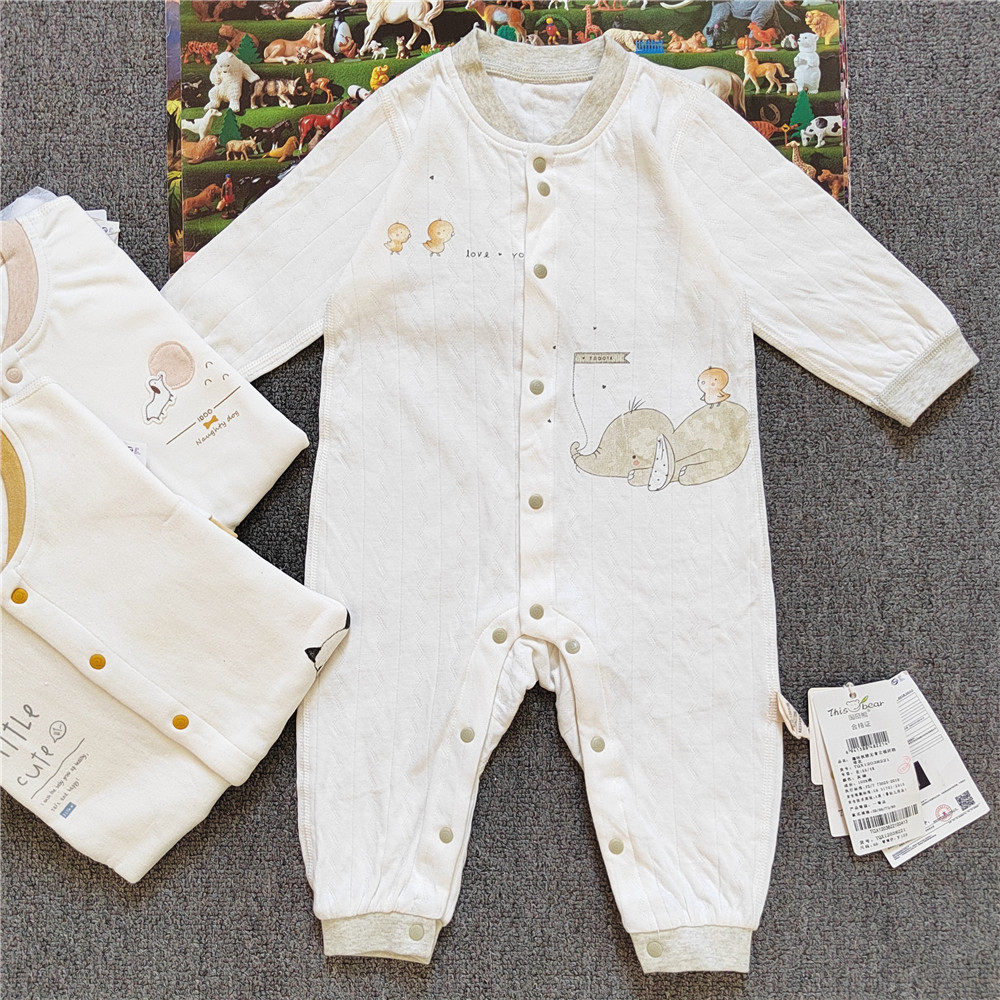 爱嘟嘟春秋婴儿幼儿连体纯棉长袖宝宝无骨缝新生儿童爬服舒绒哈衣