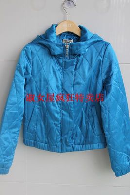 专柜正品自然元素 薄款棉衣短款长袖棉服修身外套湖兰色棉褛ATW07