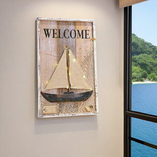 地中海风格墙面装饰壁挂帆船 进门玄关衣服钥匙挂钩免打孔试衣间