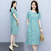 Летнее тонкое платье, ретро юбка для отдыха, из хлопка и льна, в цветочек, оверсайз, свободный крой, по фигуре, подходит для подростков